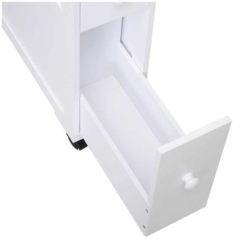 Armoire de rangement à roulettes étroite en bois 6,25 po x 20,5 po x 28,25 po - Blanc
