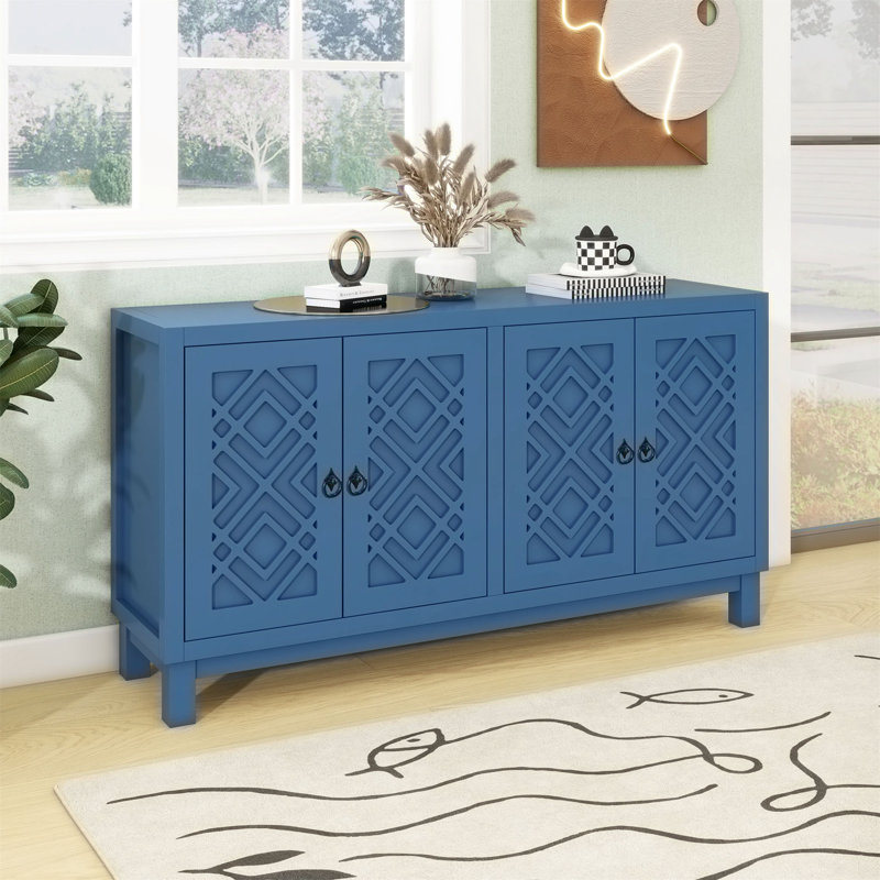 Grand buffet armoire avec poignées à anneau, Marine