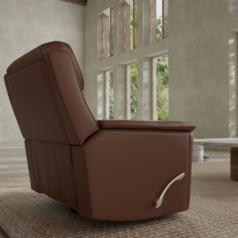 Oslo Manual Glider Recliner With 360° Swivel, Smooth Glide, And Plush Leather Upholstery For Ultimate Comfort And Style