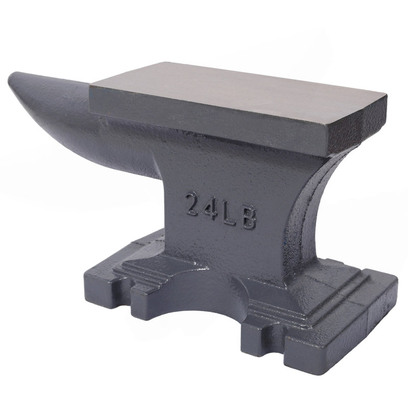 Enclume en fonte de 24 lb (11 kg), avec corne ronde simple et base stable, pour plier, façonner et tordre, gris