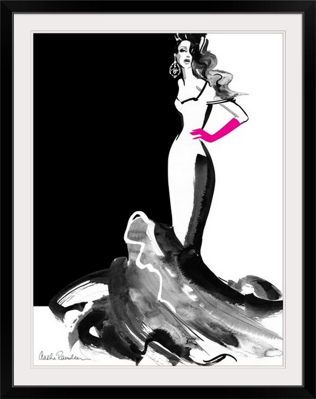 « ball gown », reproduction Aasha Ramdeen, Cadre noir, l 44 po x P 35 po x H 1 po