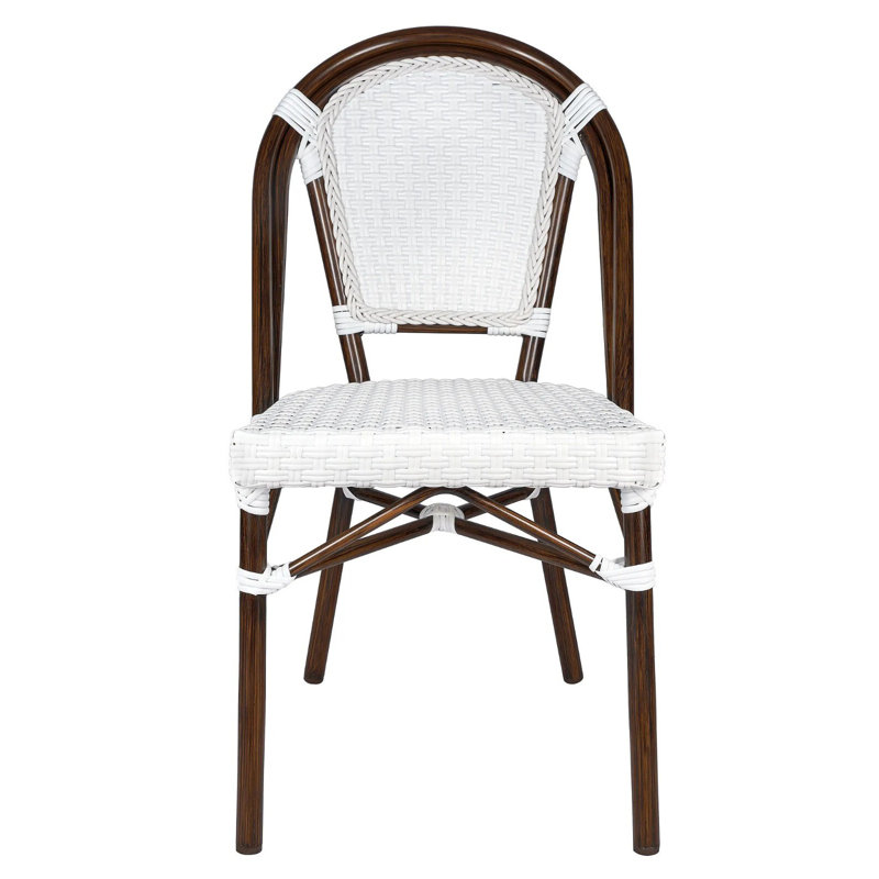 Chaise bistro sans accoudoirs en rotin de Chivari, Blanc / Brun