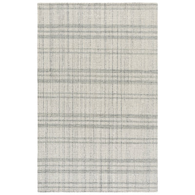 Laine abstraite touffetée à la main; Tapis d'intérieur en coton rayé