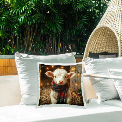 Coussin d'extérieur imprimé blanc