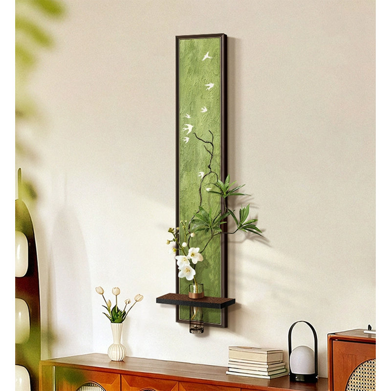 Murale de paysage de style médiéval vert, H 70,87 po x l 13,78 po x P 4,72 po