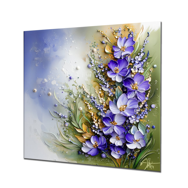 Mauve champ de fleurs sauvages I - décoration murale en métal, impression moderne, H 36 po x l 36 po x P 0,84 po