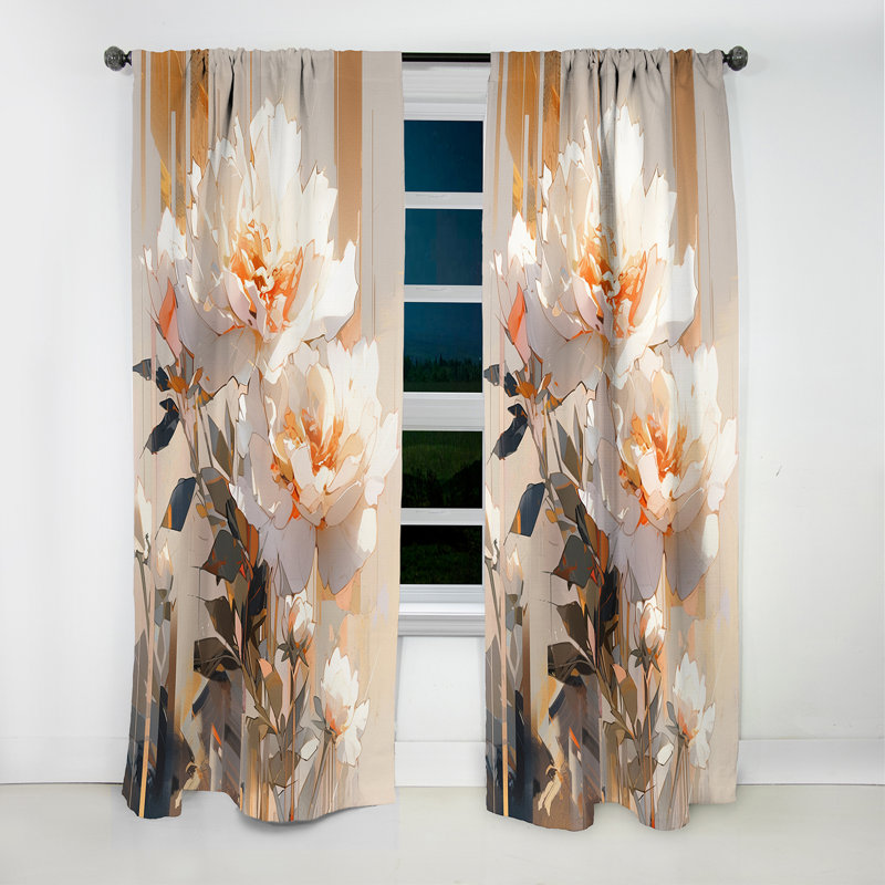 Brookmont - Rideau pivoine - Rideau floral occultant en velours - 1 panneau, L 52 po x L 108 po
