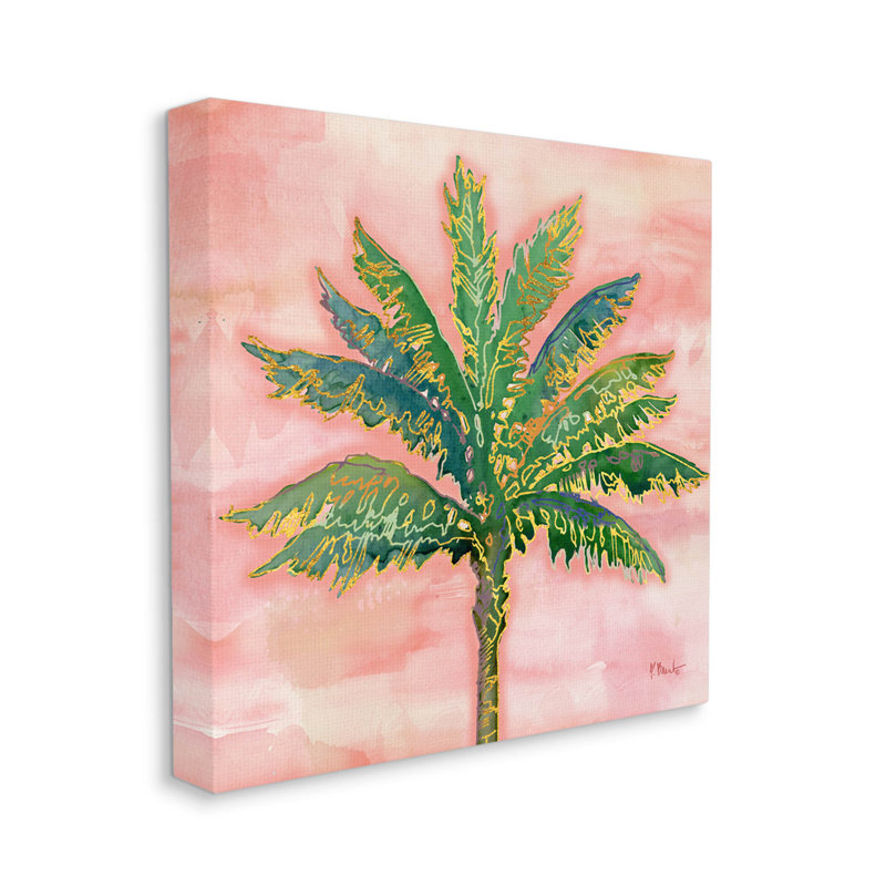 «Sunset Palm Tree Glam», art mural sur toile par Paul Brent, L 30 po x H 30 po