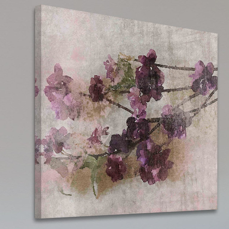 « purple fleurs 2 », reproduction d’art sur toile tendue, H 18 po x l 18 po x P 1,5 po