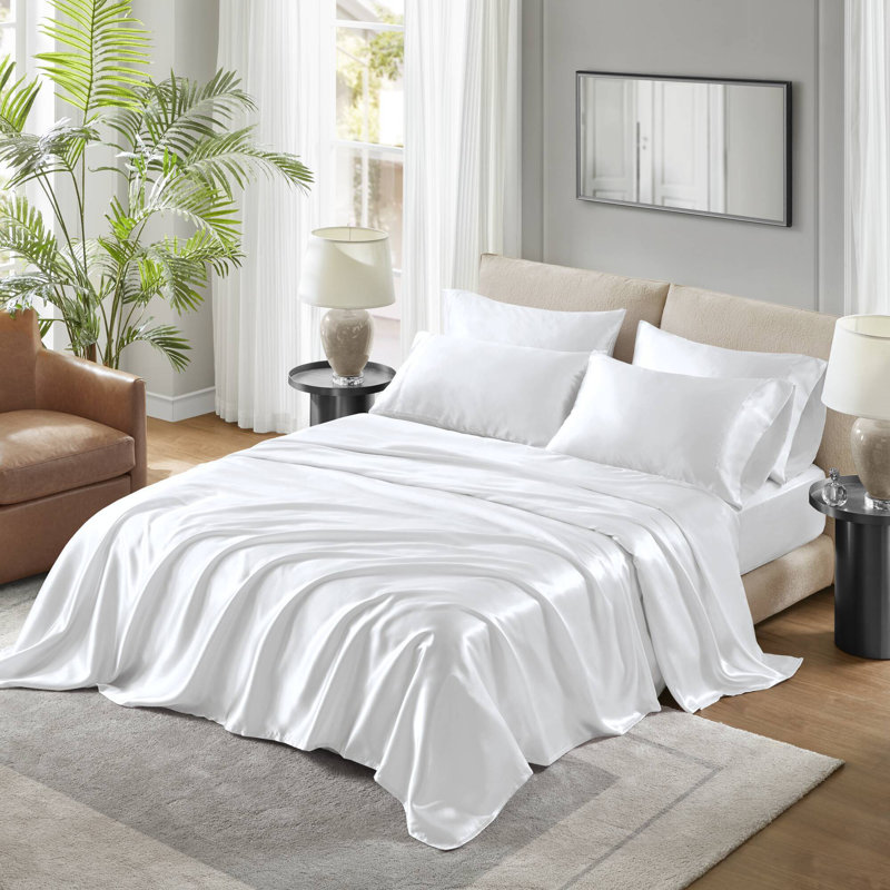 Ensemble de draps en satin infroissable pour lit simple - confort ultime pour le lit