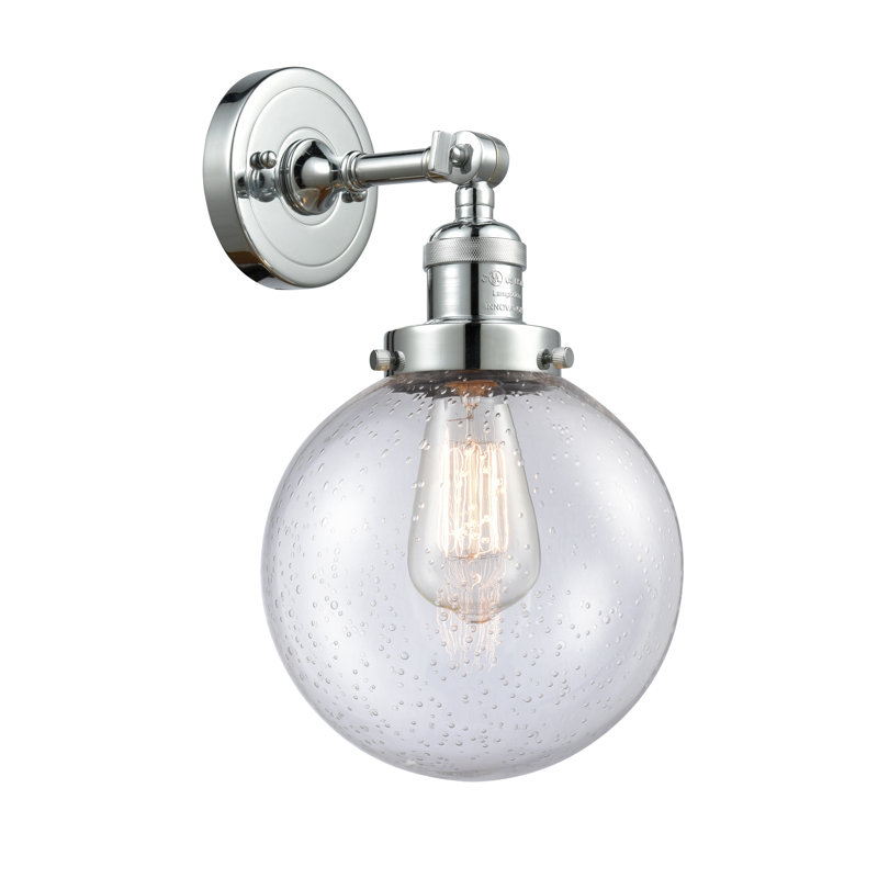 Applique murale pour salle de bain 1 lumière Clementina, Grainé, Chrome poli, Ampoule DEL 6 watts Vinage