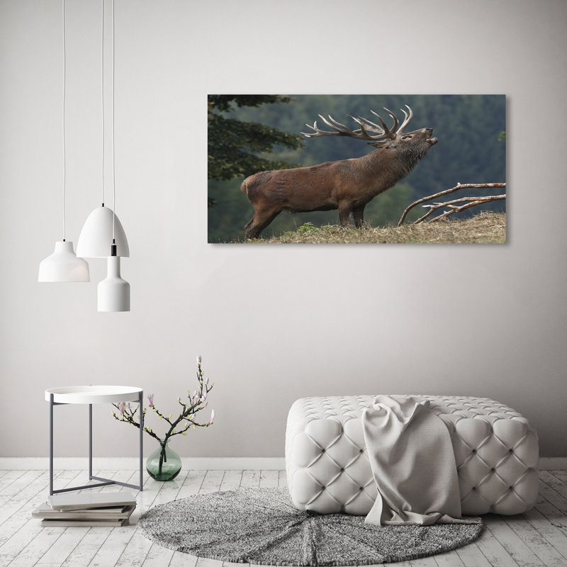 Deer on the Hill 1 Piece Wrapped Canvas Wall Art