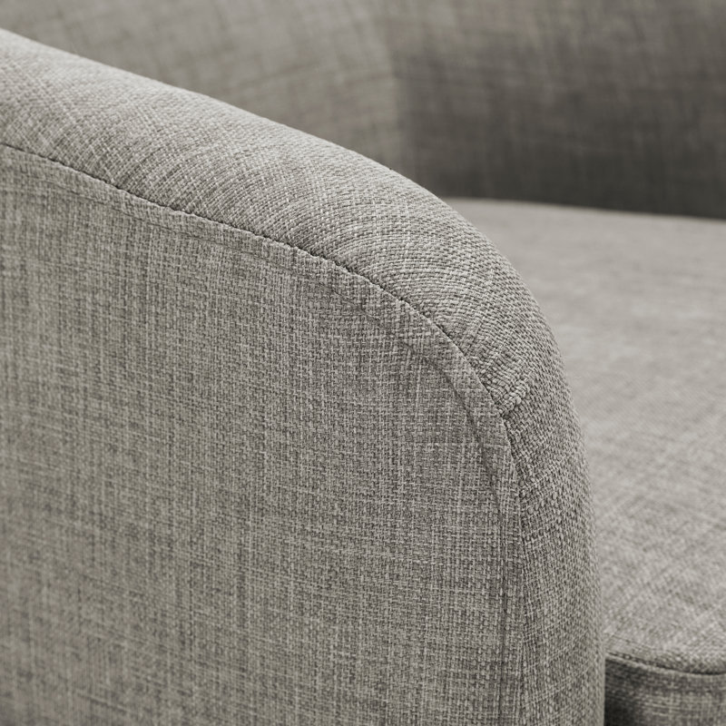 Applewold Upholstered Khaki Cotton Blend Swivel Barrel Chair with Solid Wood Base, Khaki Polyester Blend