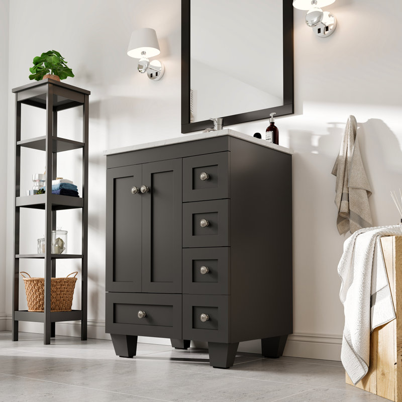 Curio 24"W x 18"D Bathroom Vanity with Carrara Countertop and Undermount Porcelain Sink, Espresso
