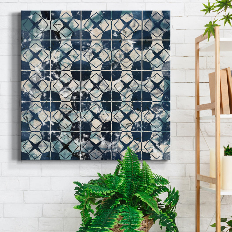 «Tile-Dye», impression encadrée de qualité supérieure - prête à être accrochée, Pas de tapis, Toile tendue