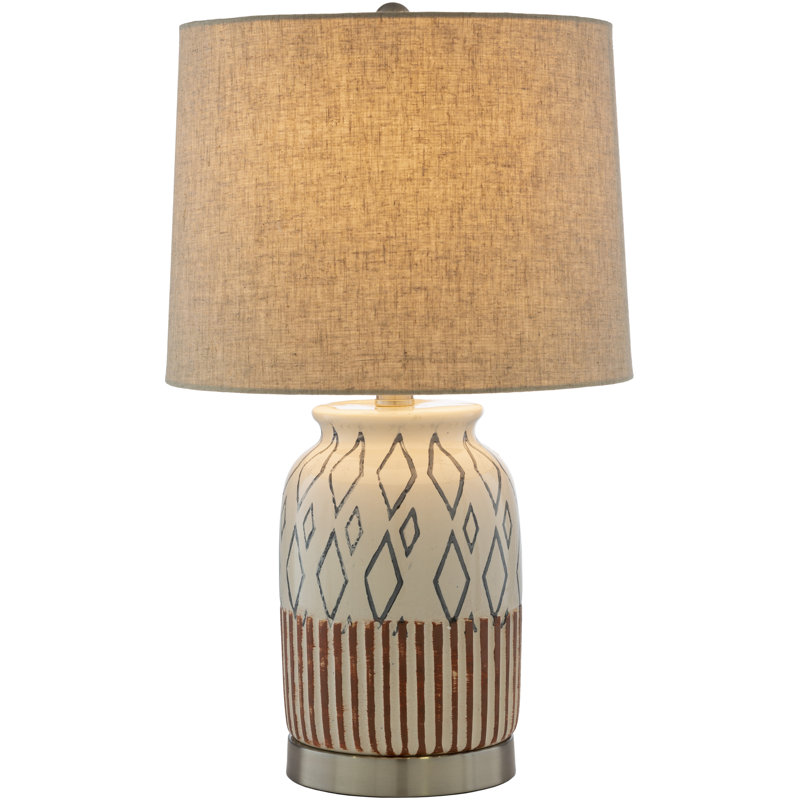 Lampe de table 21 po blanc / orange brûlé / denim Minto