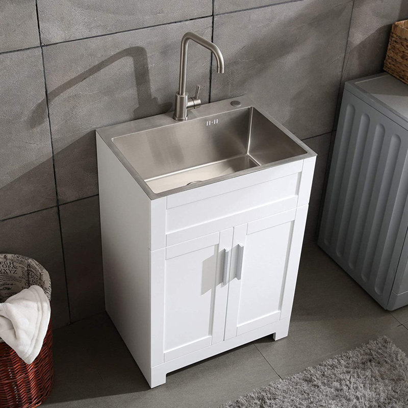 24 " L x 18 " W Freestanding Laundry Sink with Faucet