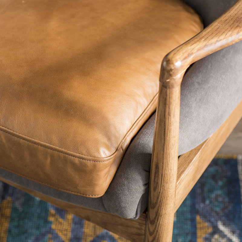Fauteuil en polyester de 30 po de largeur Reynolds, Brun clair gris, Naturel
