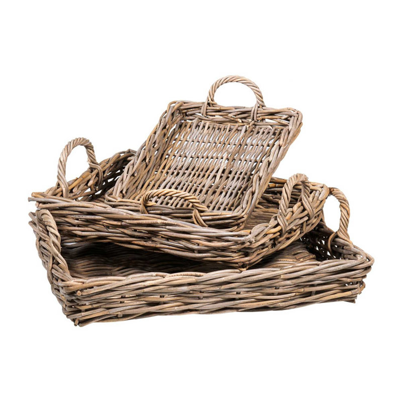 Andella Handwoven Rattan Tray Set