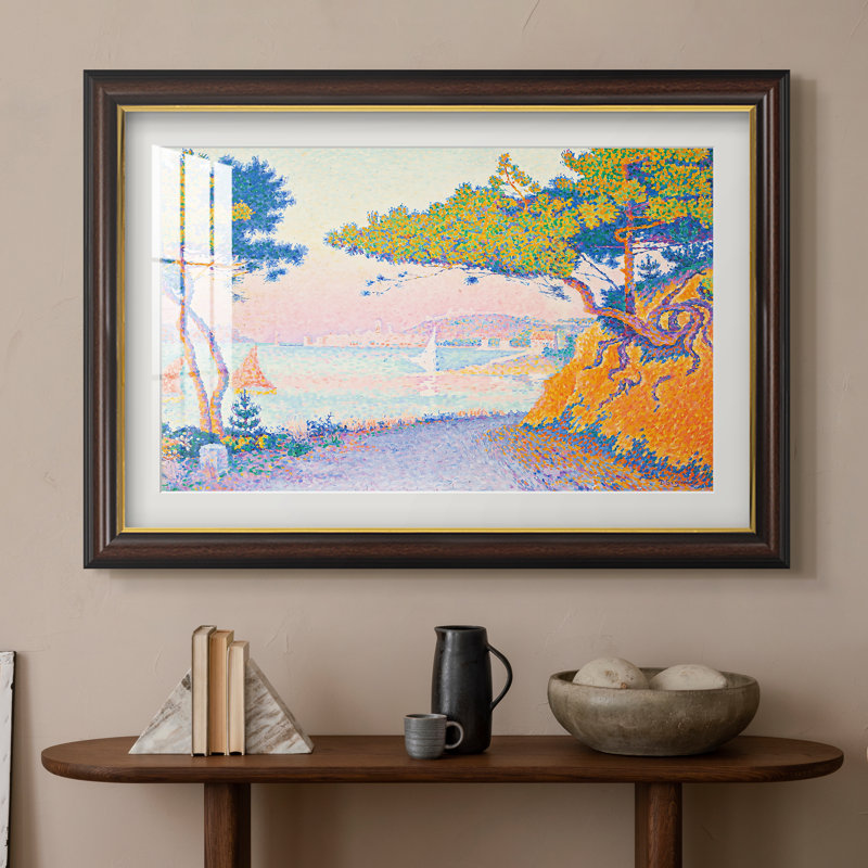 Golfe Juan, 1896-Paul Signac-Impression encadrée personnalisée, 20x28 INNER SIZE, Framed Print with Mat, Walnut Gold Lip