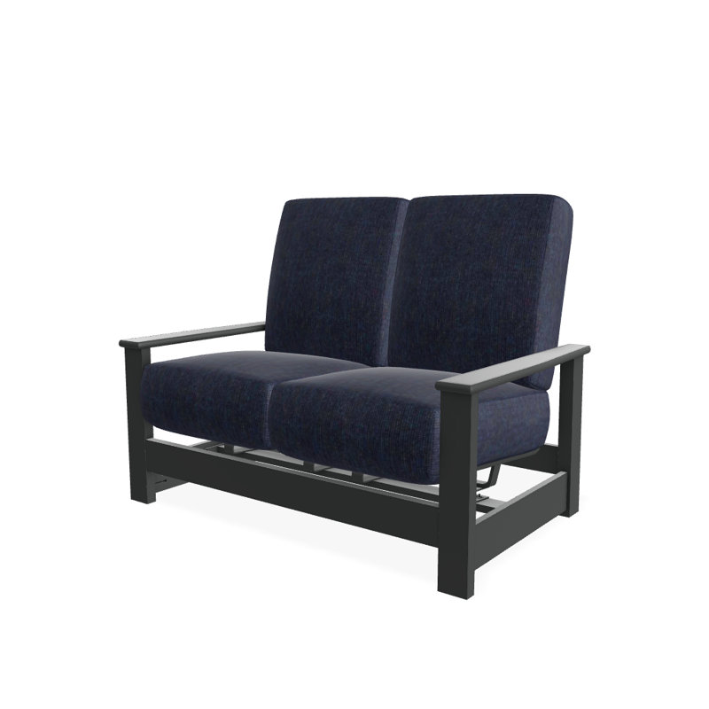 Leeward 56.5'' Wide Loveseat with Cushions, Graphite, Spectrum Indigo Sunbrella®