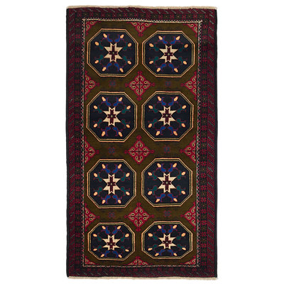 Teimani Olive Green Rug 3'10" x 7'1"