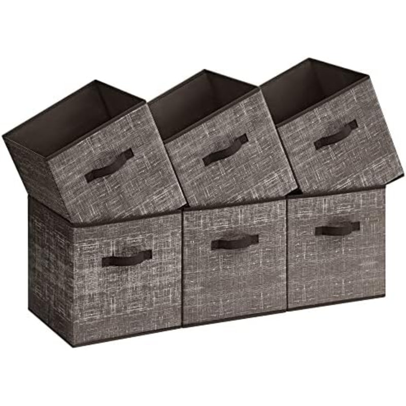 Storage Cubes, 13-Inch Non-Woven Fabric Bins With Double Handles, Set Of 6, Closet Organizers For Shelves, Foldable, For Clothes