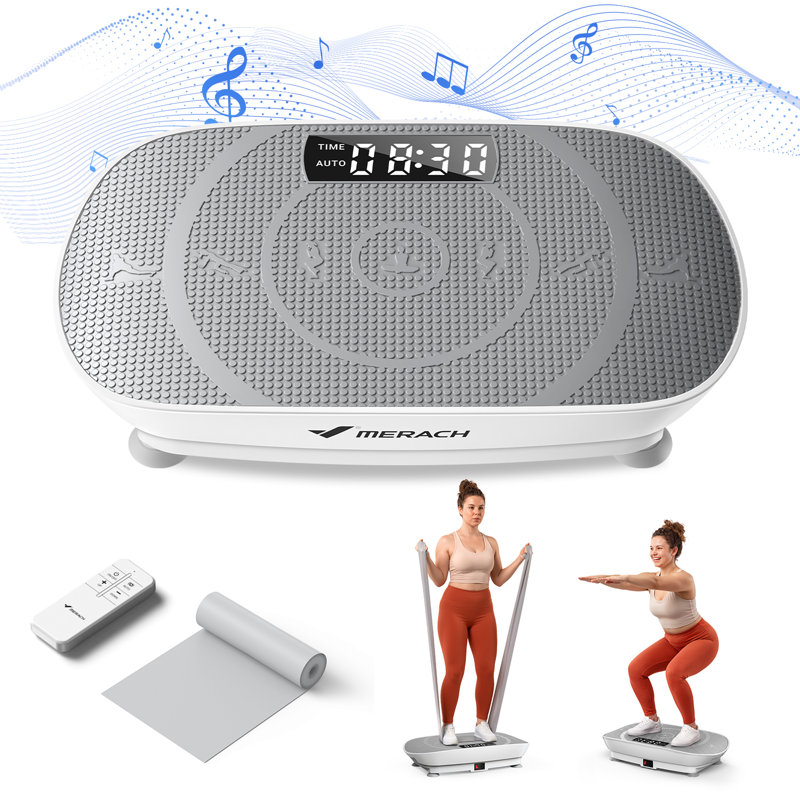  MERACH Vibration Plate Exercise Machine with Resistant Bands Remote Control, Gray