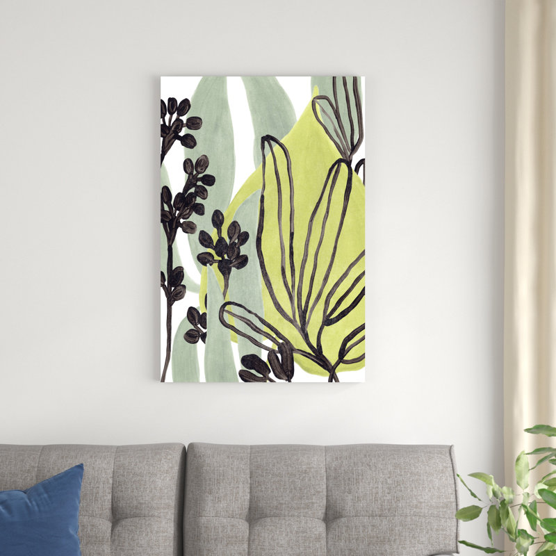 «Tropical Collage I» par June Erica Vess - peinture sur toile tendue, H 36 po x l 24 po