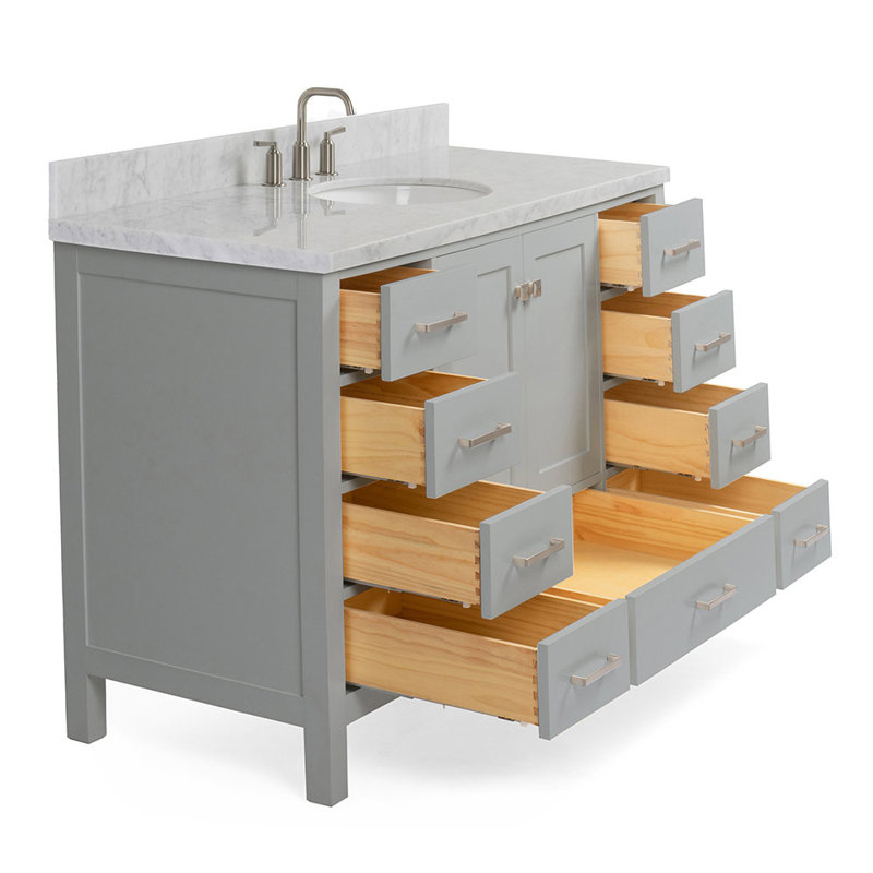 Ensemble de meuble-lavabo simple 55 po Cambridge, Gris / Nickel brossé