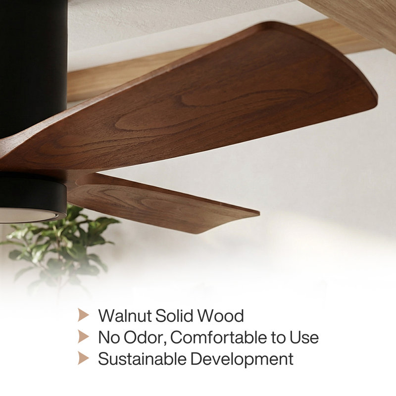 52" 3 - Blade Led Solid Wood Ceiling Fan With Remote Control