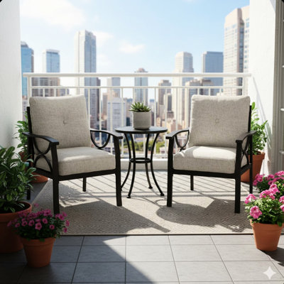 De 2 fauteuils toutes saisons avec coussins beiges, ergonomiques, convenant aux patios, structure en kaki, assemblage rapide en mousse de 4 po de hauteur, bord de piscine et jardins