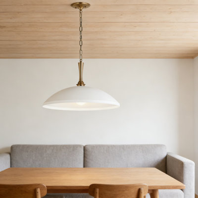 Delarosa Traditional Pendant Light With White Shade And Champagne Bronze Finish, Sloped Ceiling Compatible For Kitchen, Dining Room, Or Hallway