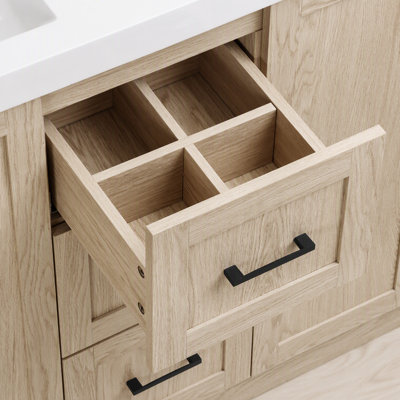 Meuble-lavabo double 59 po avec lavabo SMC 59 po, 4 portes et 3 tiroirs