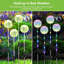 Éclairage solaire de jardin extérieur, 4 lumières solaires de pissenlit de jardin Kooper, lumières de piquet solaire, lumières de sentier solaires lumières extérieures imperméables, lumières solaires décoratives multicolores pour le jardin