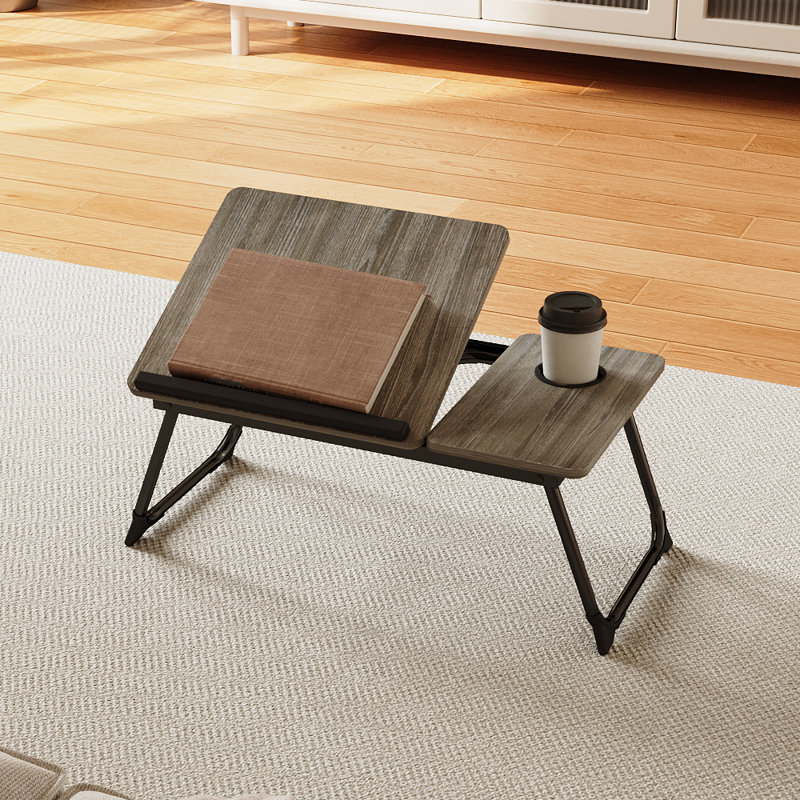 Metal Base Computer Desk, Dark Nature Wood/Black
