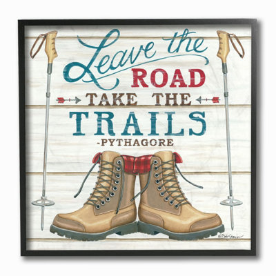 «Laisser la route aventure citation avec bottes de randonnée» par Deb Strain - impression d'art graphique