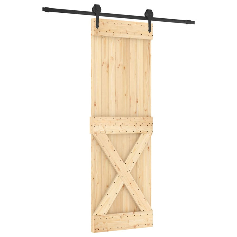 Porte coulissante avec quincaillerie Vidaxl, 27,6 po x 82,7 po, Noir/naturel