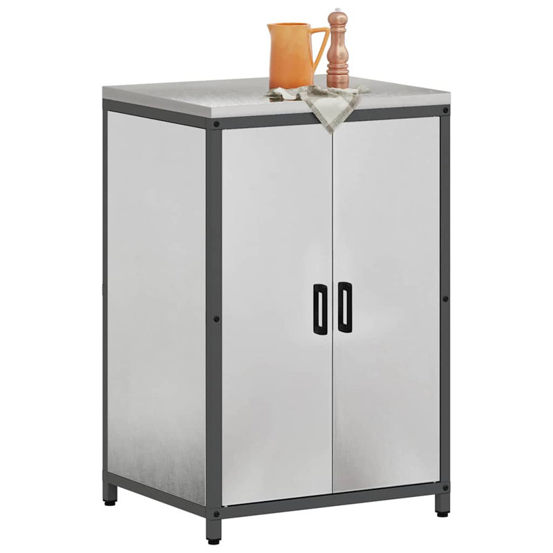  Kitchen Storage Cabinet With Shelf Silver Stainless Steel