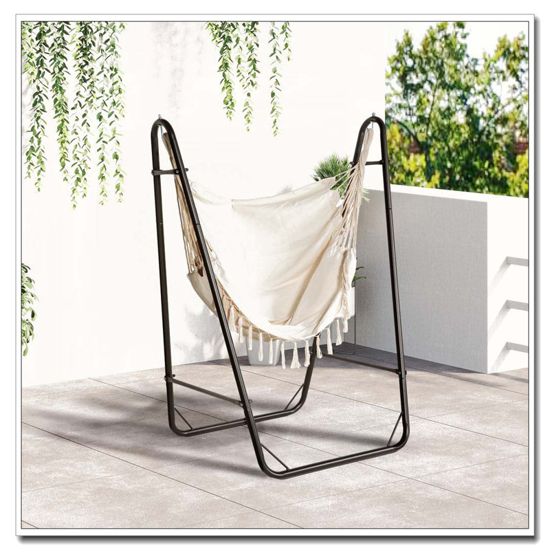 Chaise de hamac de patio avec support en forme de U, Brun