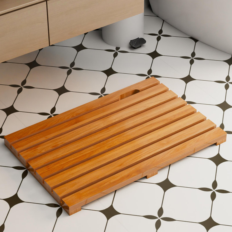 Tapis de douche en teck Saneha