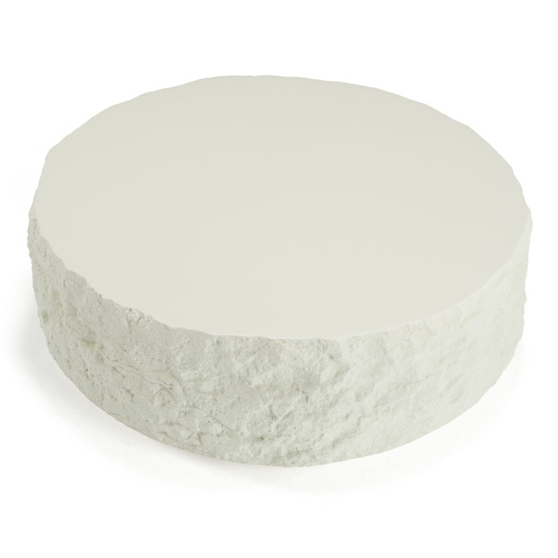Charloette - Table basse ronde moderne, Blanc cassé / blanc
