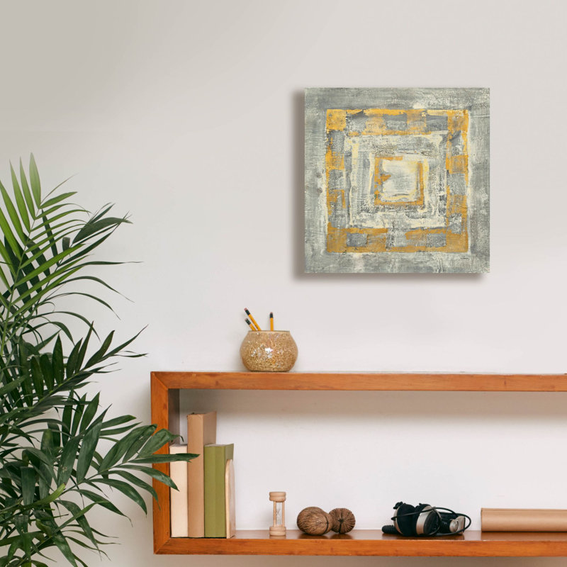 «Gold Tapisserie 2 Gold And White» par Albena Hristova, art mural sur toile, H 12 po x l 12 po x P 0,75 po