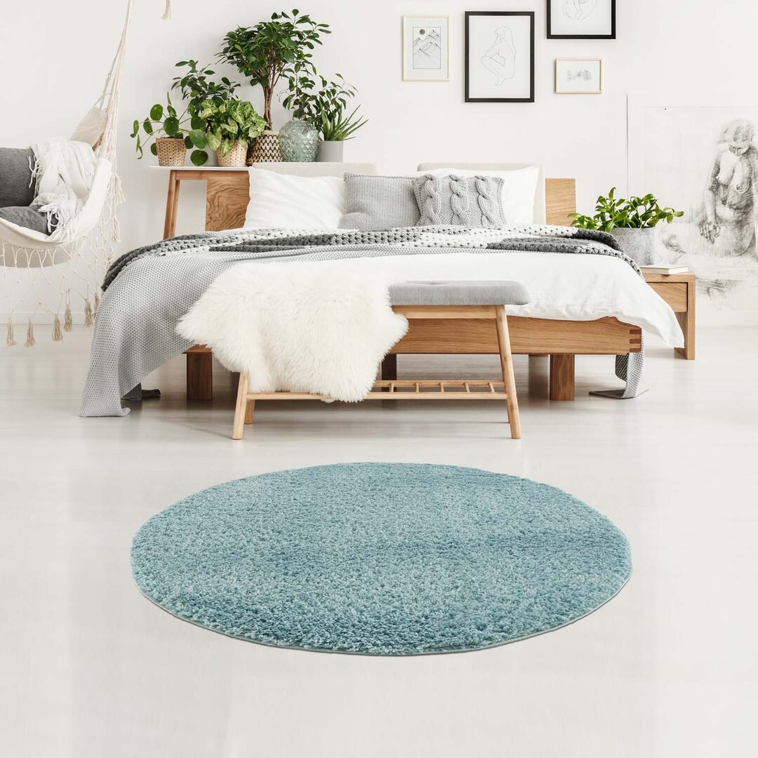 Teppich Pulpy 100 Wohnzimmer Kettfäden Uni Blau Shaggyteppich Langflor Schlafzimmerteppich Flauschig Weich Moderne Wohnz...