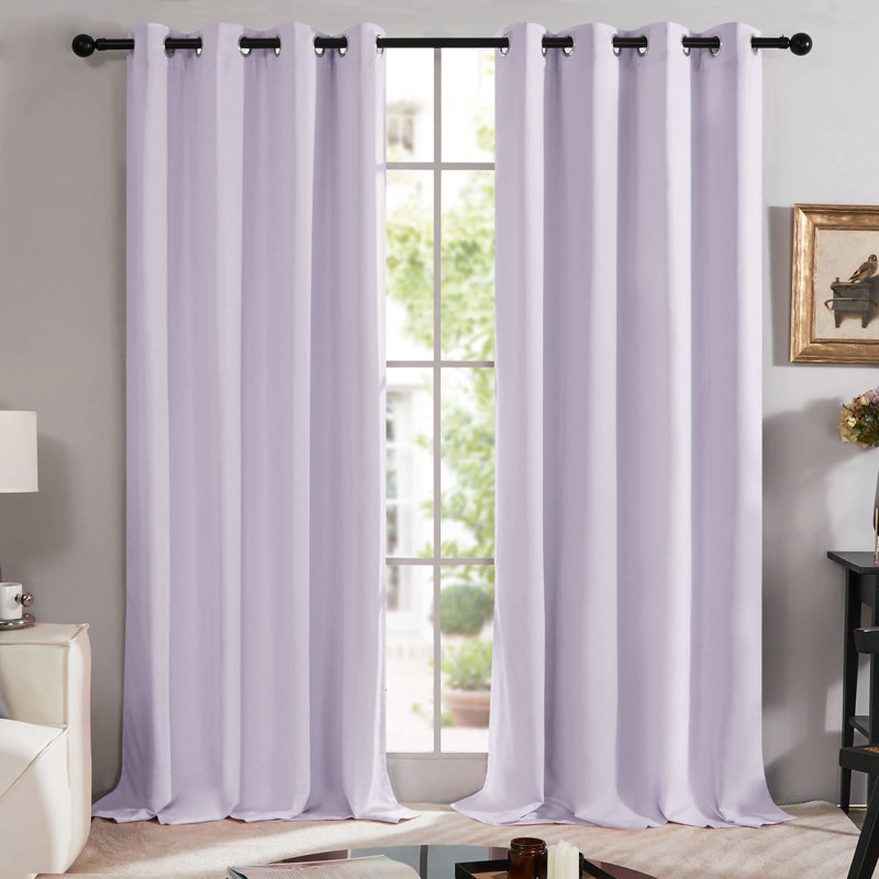 Lavender Faux Silk Blackout Grommet Curtain Panels, 52" x 45"
