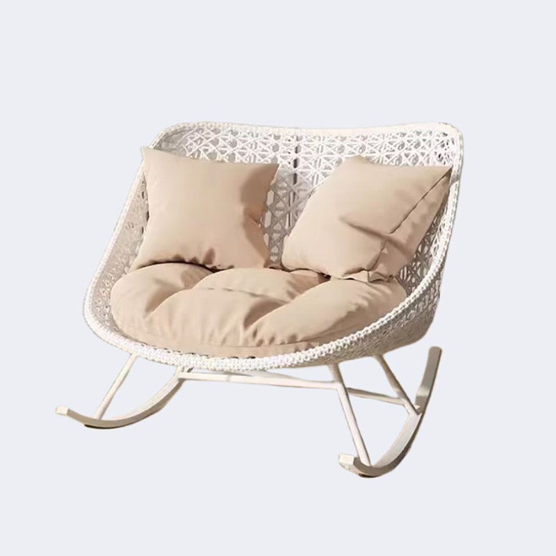 Chaise berçante décontractée simple et moderne, Beige, Blanc cassé