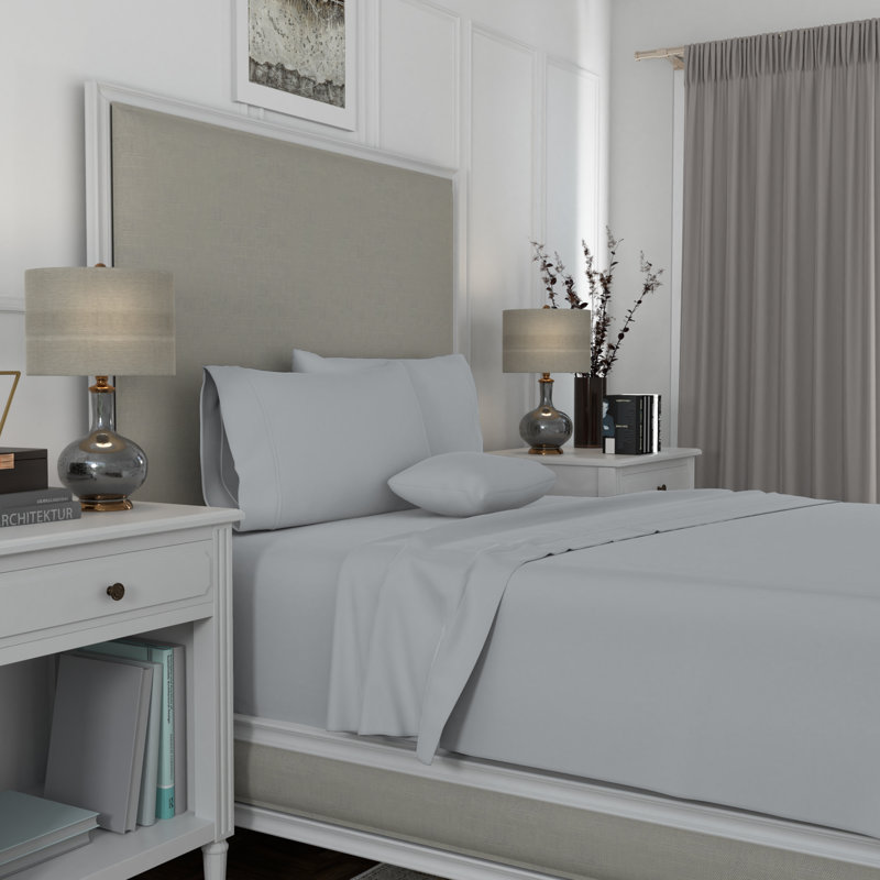 Light Gray 600 Thread Count Cotton Queen Sheet Set