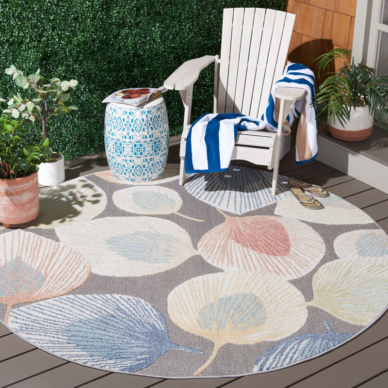 Sarasota Performance Floral Indoor/Outdoor Area Rug, Round 6'7"