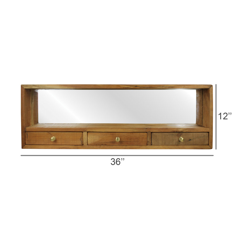Miroir avec 3 tiroirs, bois récupéré