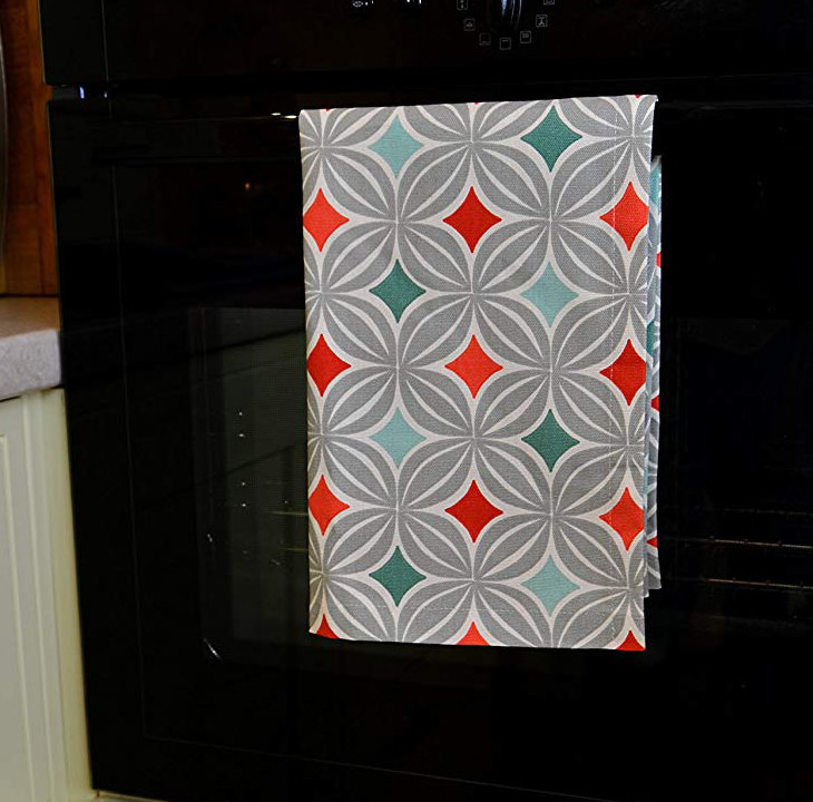 Amethy Cotton Jacquard Kitchen Towel, Terracotta Orange